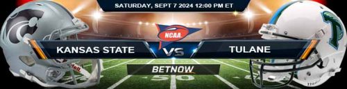 Kansas State Wildcats vs. Tulane Green Wave 9/7/24 NCAAF Week 2 Betting Prediction