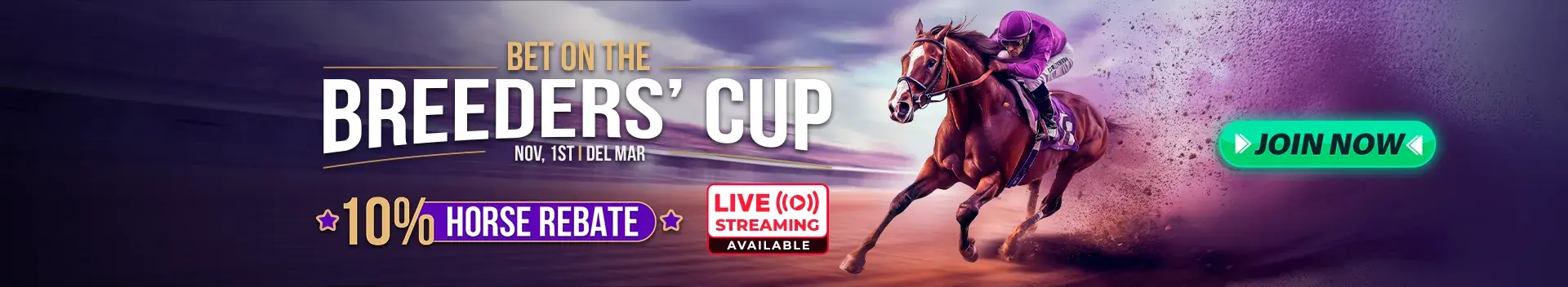 Horses Breeaders Cup 10% Horse Rebate Bonus